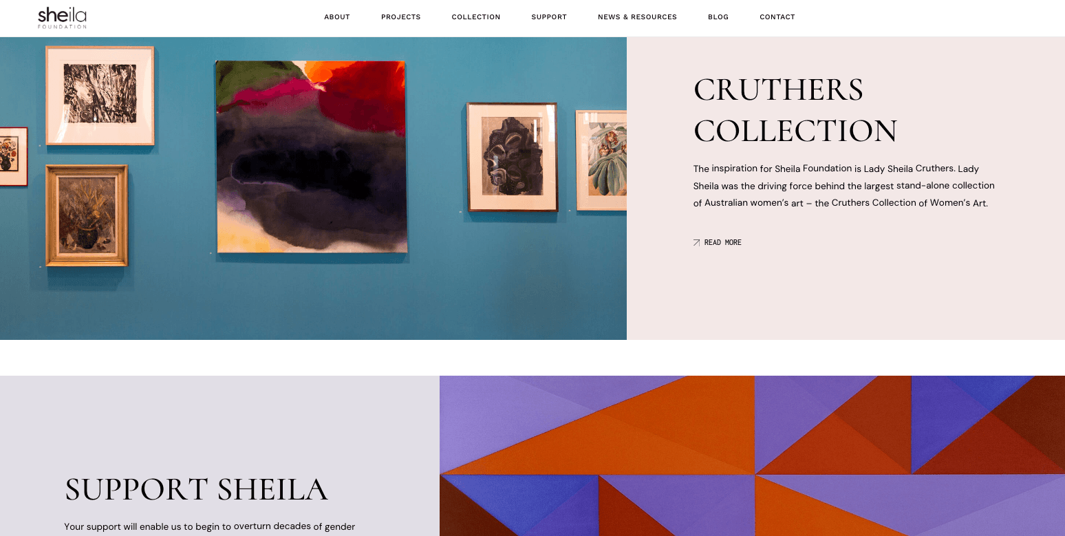 Sheila Foundation website screenshot