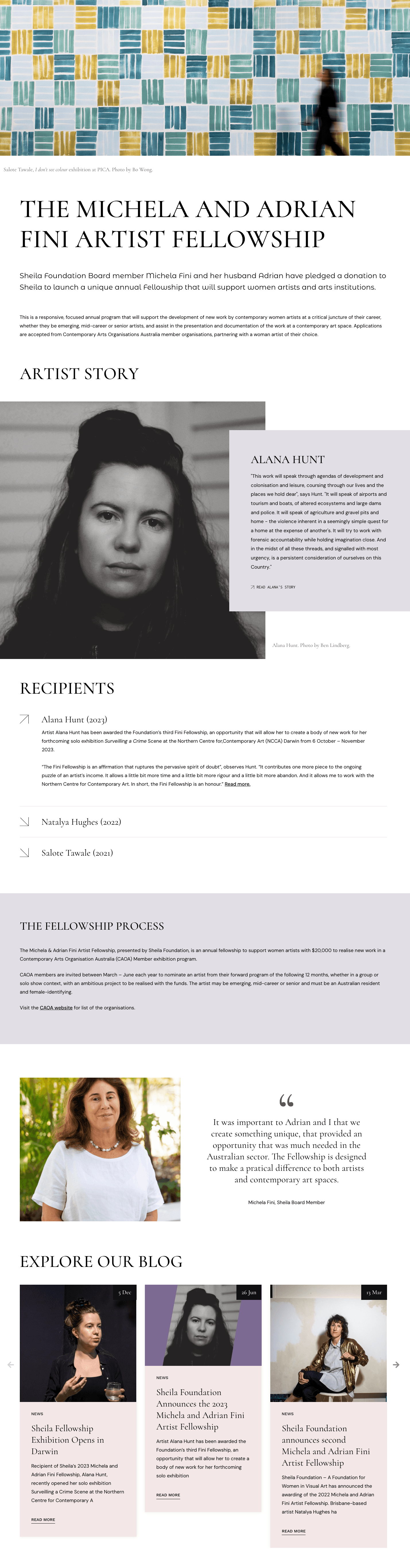 Sheila Foundation artist recipient page