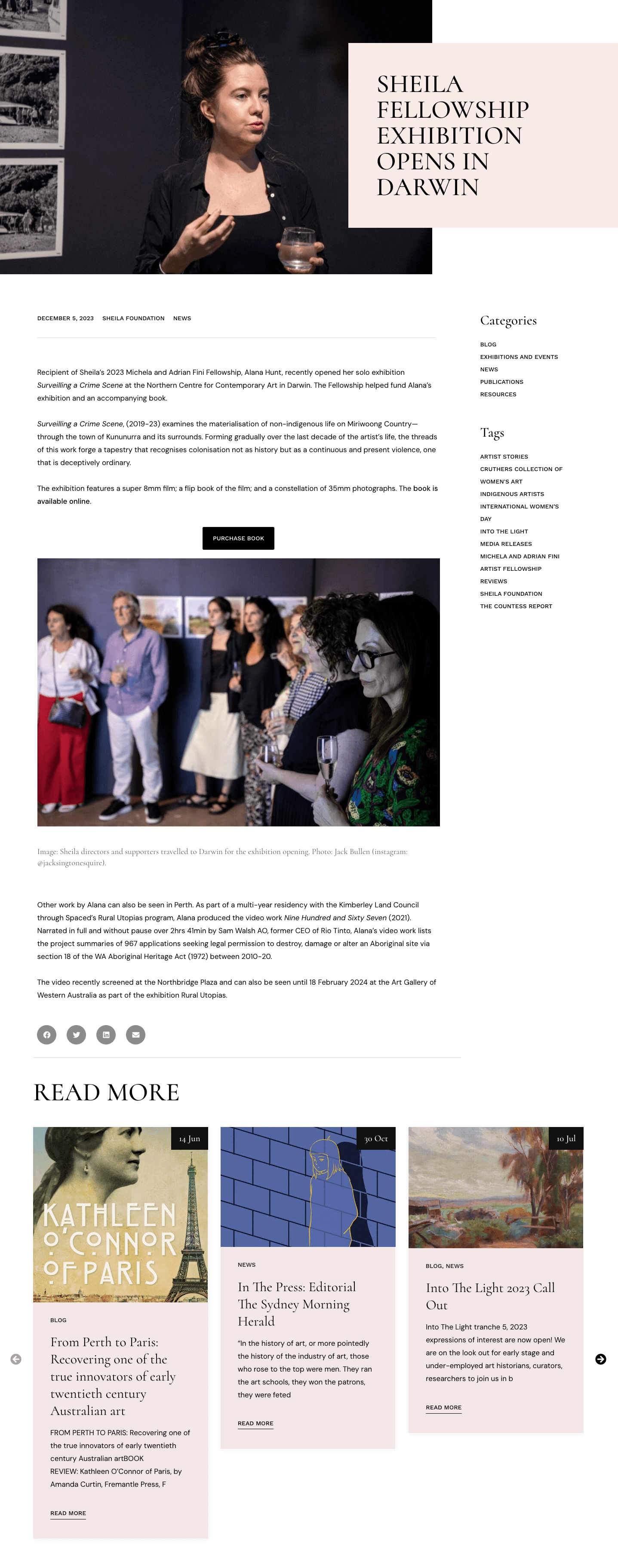 Sheila Foundation artist blog page