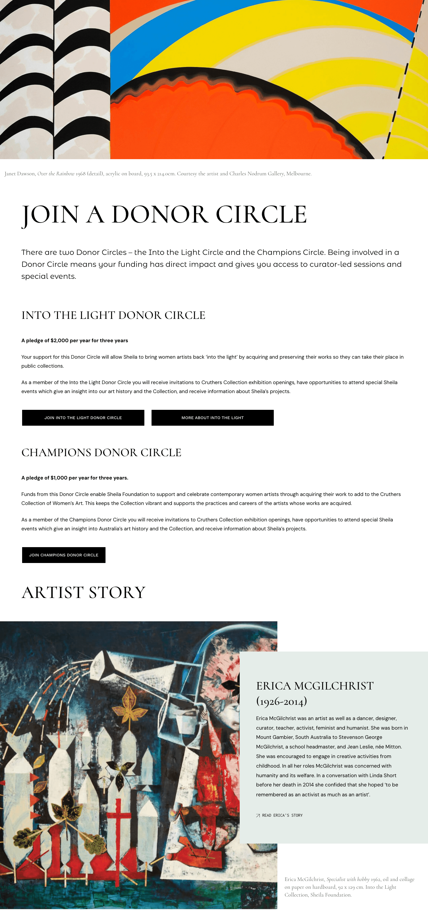 Sheila Foundation donor circle page